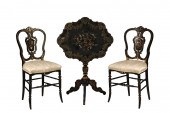 PR OF MOTHER-OF-PEARL INLAID CHAIRS