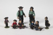 (8) PAINTED CAST IRON AMISH FIGURES,