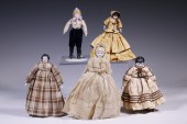 (5) CHINA HEAD DOLLS Group of (5) Antique