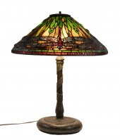 TIFFANY STUDIOS BRONZE TABLE LAMP WITH