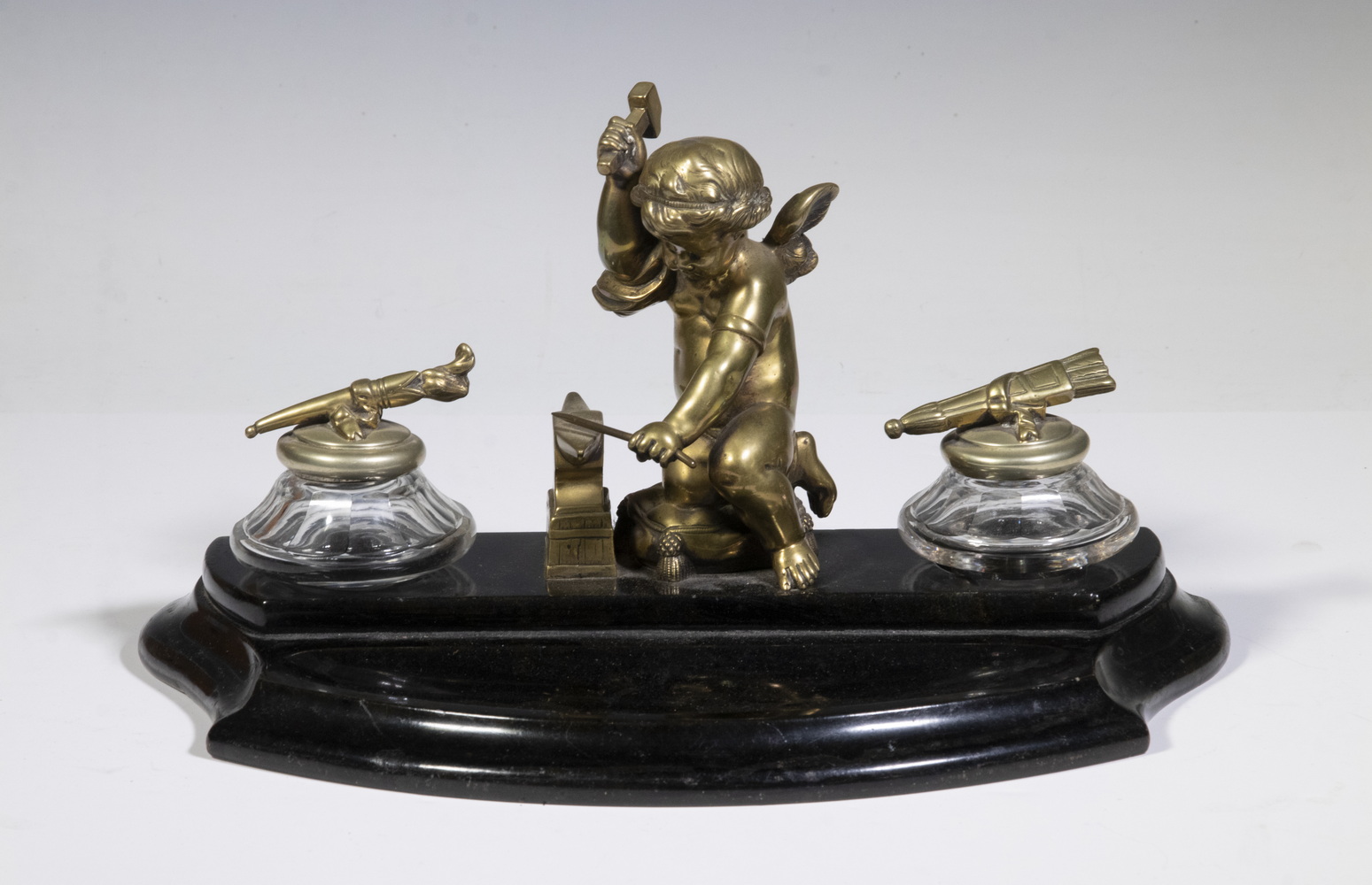 FRENCH STONE AND BRONZE INKSTAND 2b3a7c