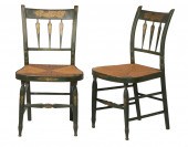 PR PAINTED THUMB BACK SIDE CHAIRS Pair