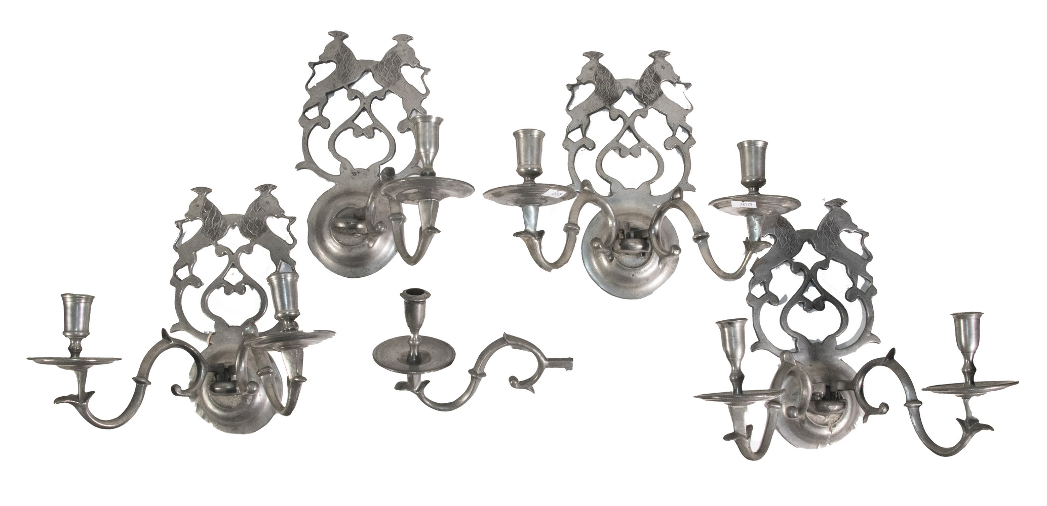 EARLY PEWTER CANDLE SCONCES Group 2b3cd2