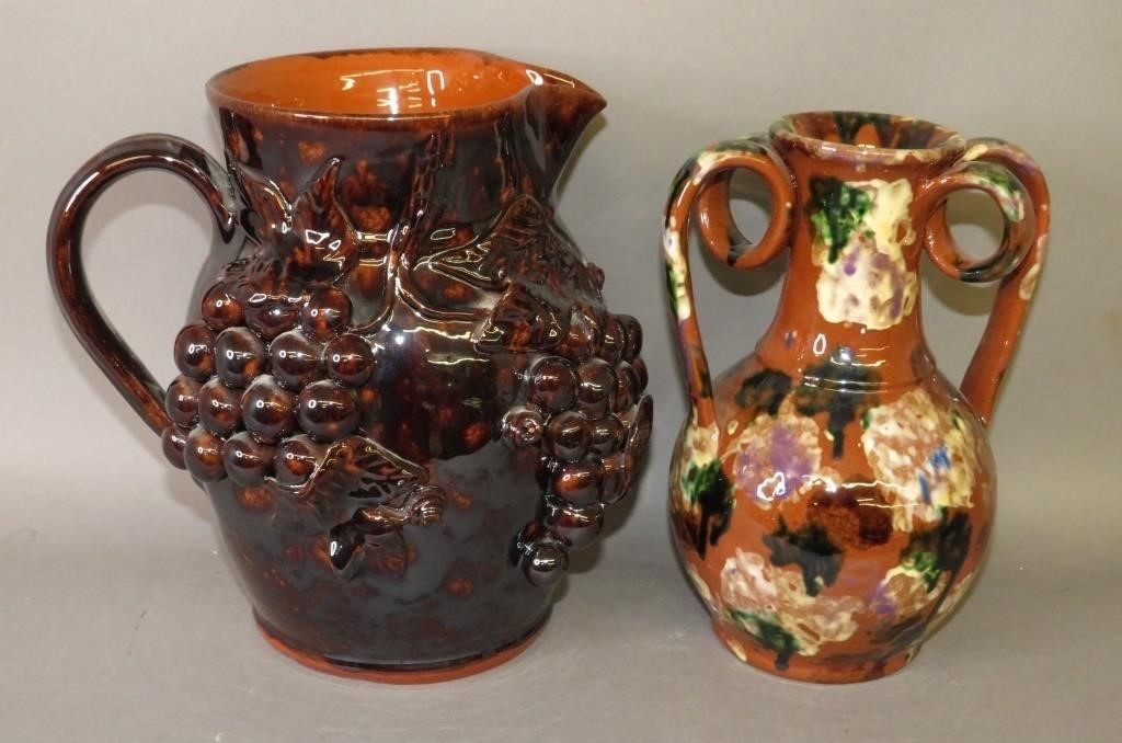 2 PIECES OF FOLK ART REDWARE BY 2b733d