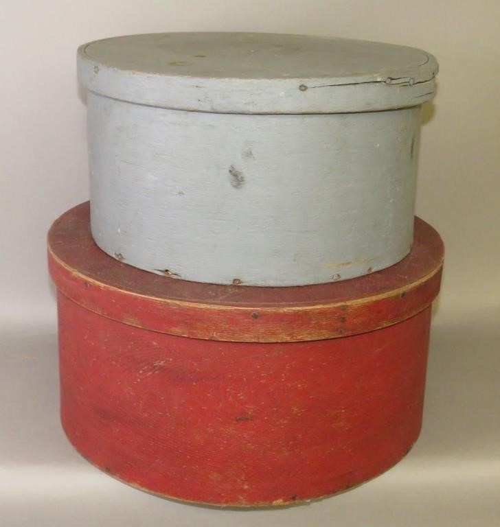 2 PAINTED ROUND BAND CHEESE BOXESca  2b74f8