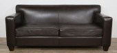 CONTEMPORARY DARK BROWN LEATHER COUCHContemporary