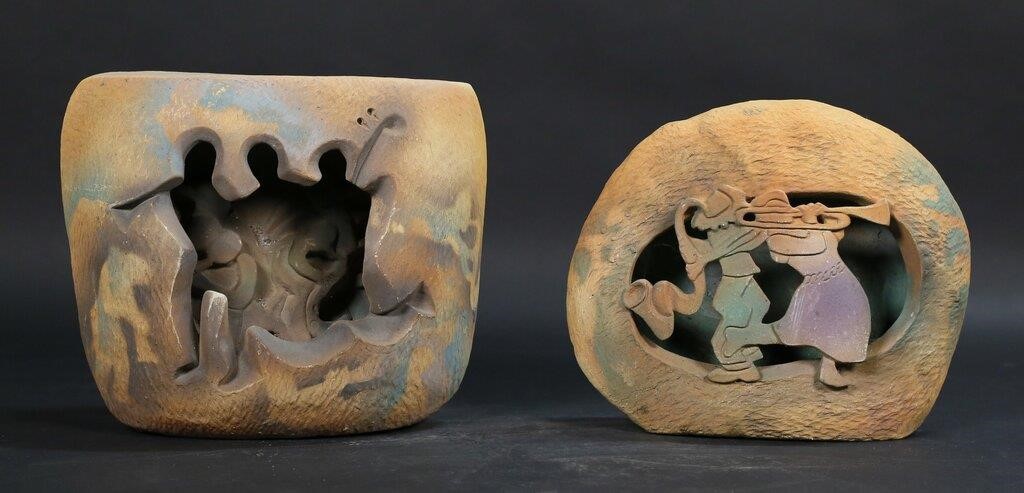TWO PIECES OF ART POTTERY BY STEVE 2b7832