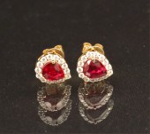 PR OF 18K RUBY DIAMOND EARRINGS 2b7aad