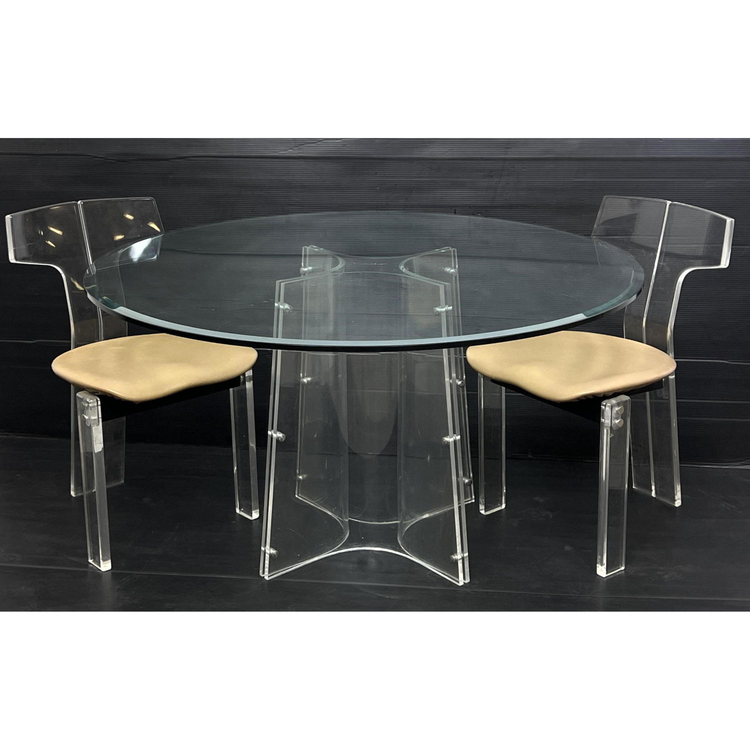 3pc Lucite and Glass Cafe Table 2b902c