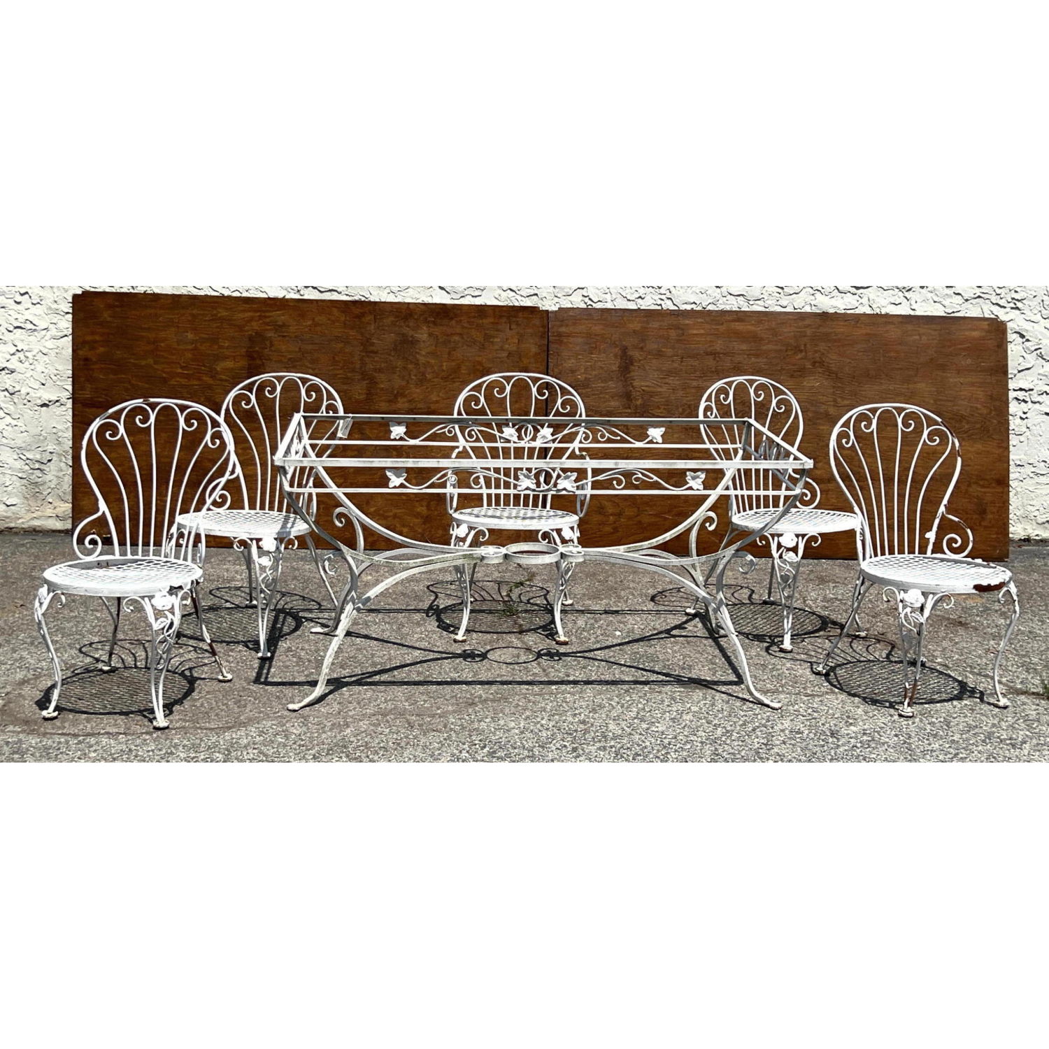 6pc Painted White Iron Outdoor 2b9879