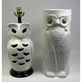Figural Owl Modern Pottery. Owl Lamp
