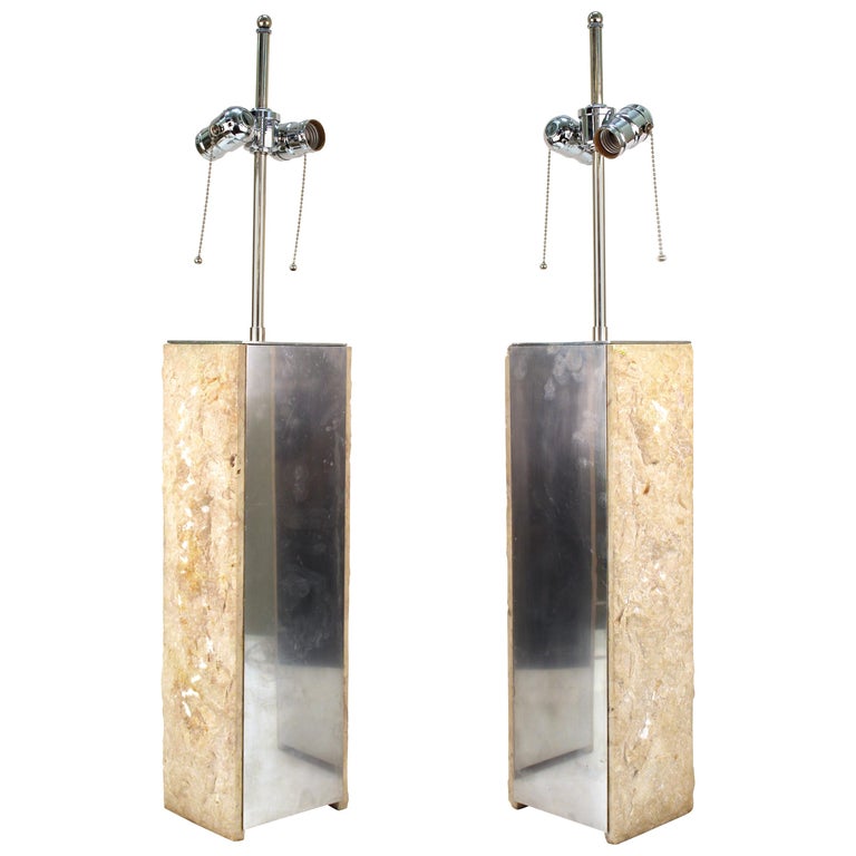 MODERN BRUTALIST TABLE LAMPS PAIR 2bb5a9