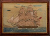 BRITISH 19TH CENTURY MARITIME WOOLWORK 2bb60a