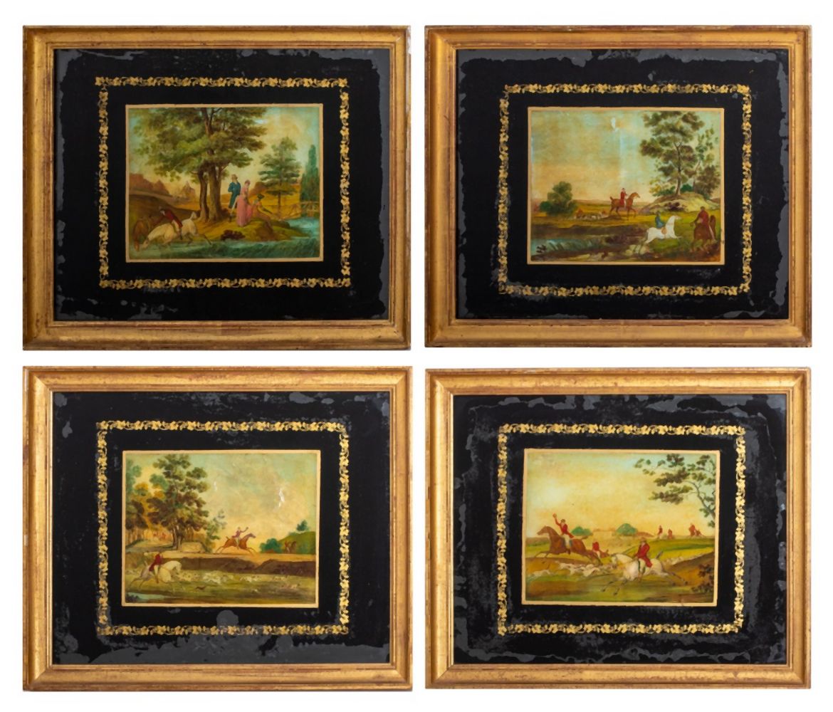 BRITISH EGLOMISE PAINTINGS 19TH 2bbb39