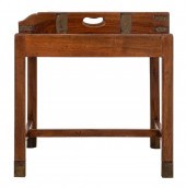CAMPAIGN STYLE MAHOGANY TRAY ON STAND
