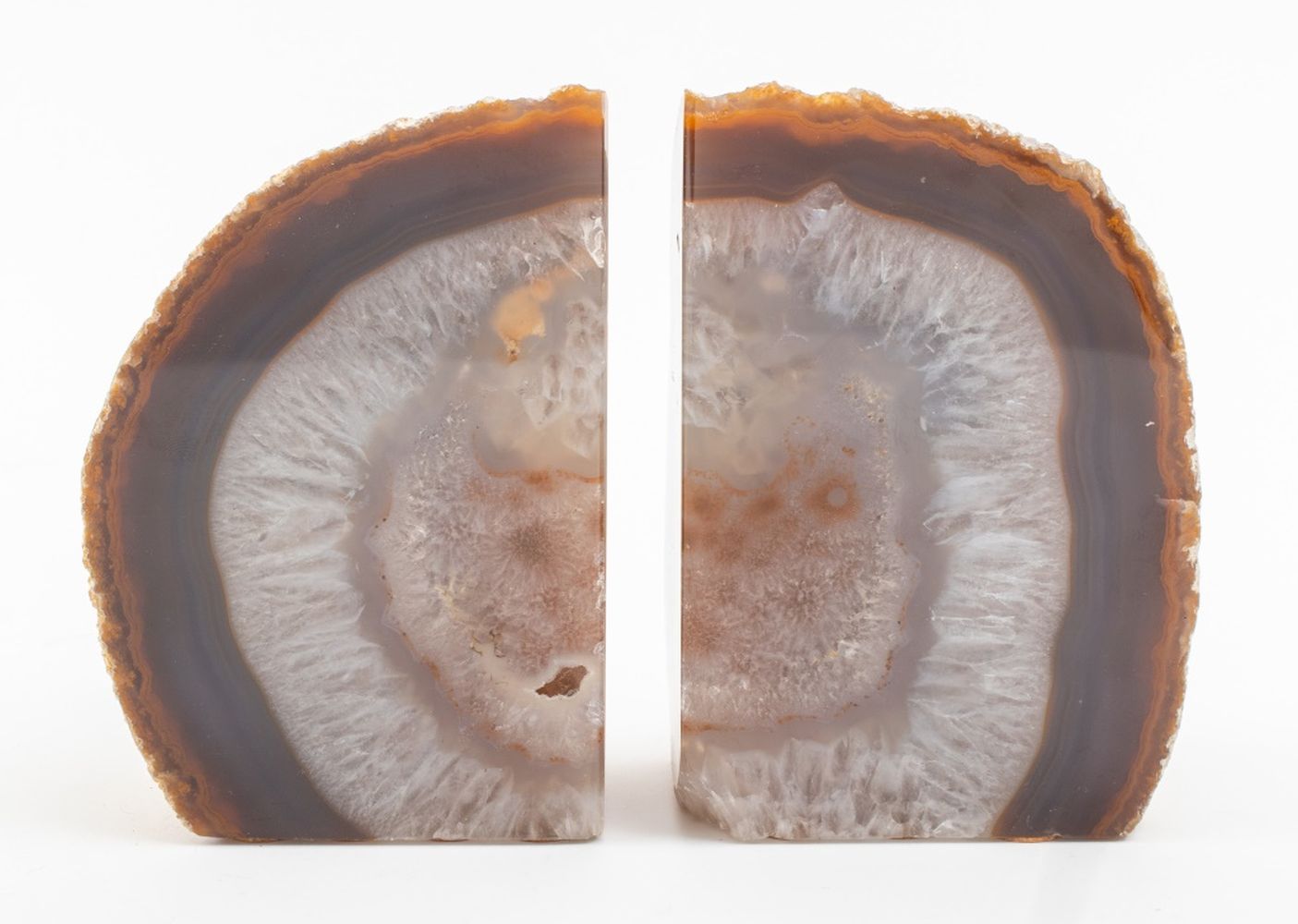 BANDED AGATE GEODE BOOKENDS PAIR 2bc332