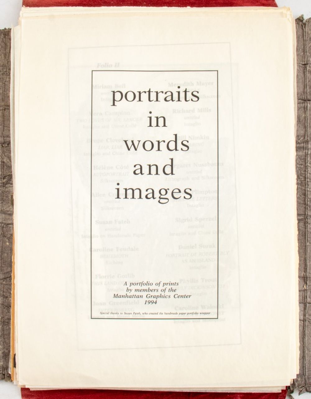 "PORTRAITS IN WORDS AND IMAGES"