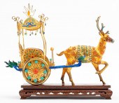 CHINESE SILVER FILIGREE ENAMEL STAG