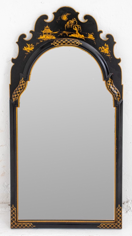 CHINOISERIE BLACK LACQUERED MIRROR 2bc95d