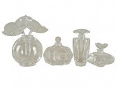 FOUR LALIQUE PERFUME BOTTLESeach signed
