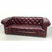 ETHAN ALLEN Chesterfield Leather Sofa.
