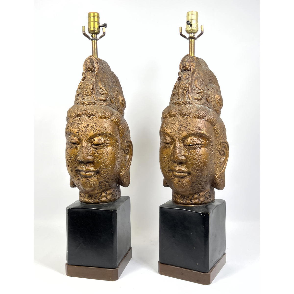 Pr Asian Figural Head Table Lamps  2baf41