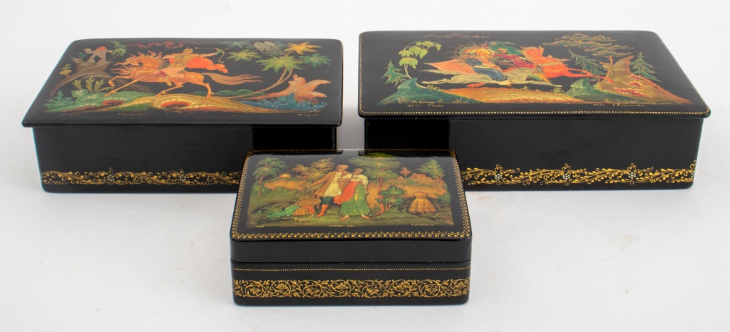RUSSIAN LACQUER RECTANGULAR BOXES  2bb227