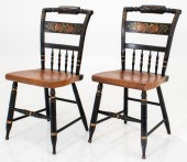 AMERICAN FOLK STYLE STENCILED SIDE CHAIRS