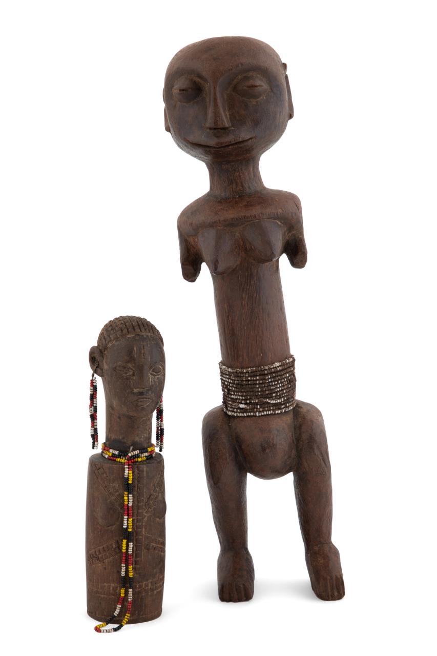 TWO AFRICAN CARVED WOOD FIGURAL 2bfbc4
