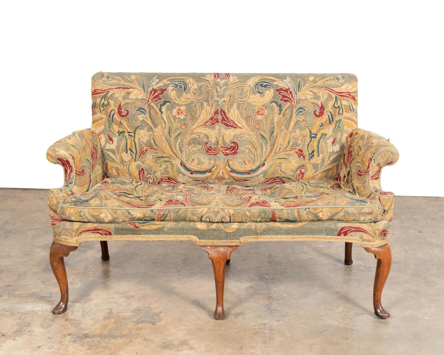  18TH C QUEEN ANNE MAHOGANY TAPESTRY 2bfdf7