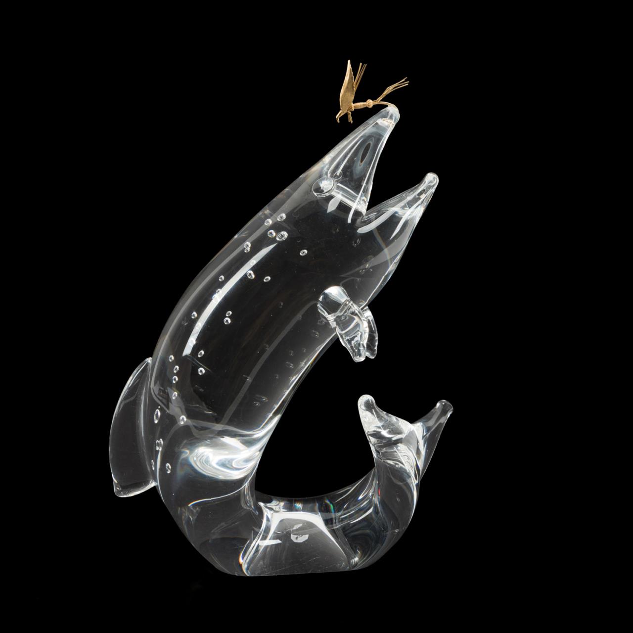STEUBEN GLASS TROUT 18K GOLD 2bfeed
