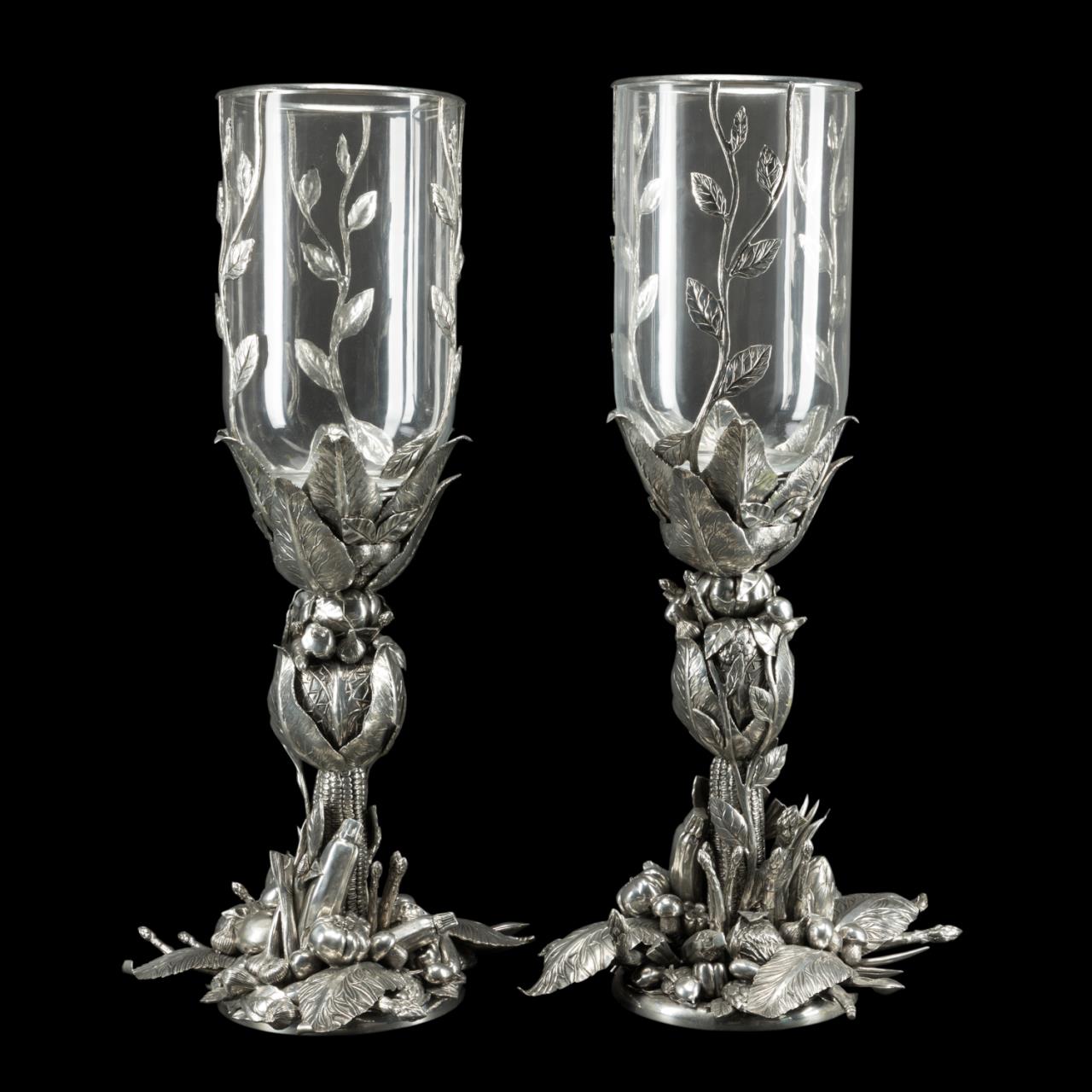 PAIR CIPOLLA FIGURAL PEWTER HURRICANES 2bff71