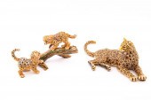 TWO JAY STRONGWATER JUNGLE CAT FIGURINES