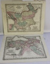 2 COLTONS MAPS OF TURKEY, 1855.  ONE