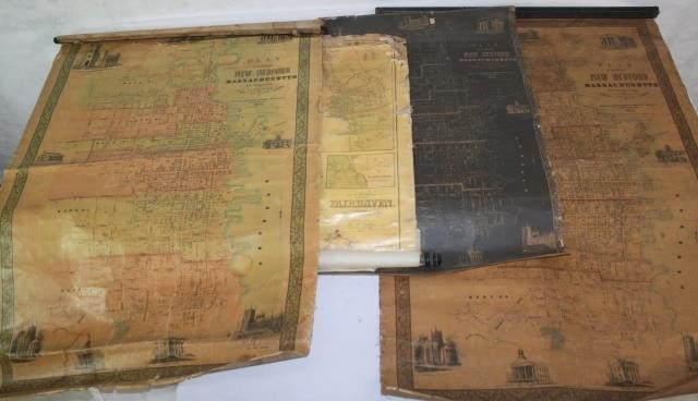 LOT OF FOUR 19TH C CANVAS BACKED 2c1ae5