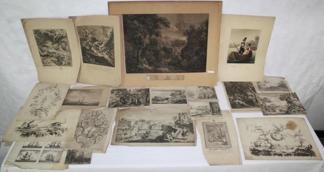 LOT OF 20 EUROPEAN PRINTS AND ETCHINGS