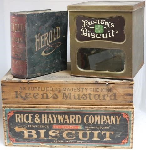 LOT OF 4 TIN AND WOODEN ADVERTISING 2c1ecf