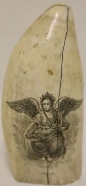 19TH C SCRIMSHAW WHALE TOOTH DEPICTING 2c218b