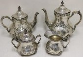 4 PIECE STERLING SILVER TEA SET BY POOLE,