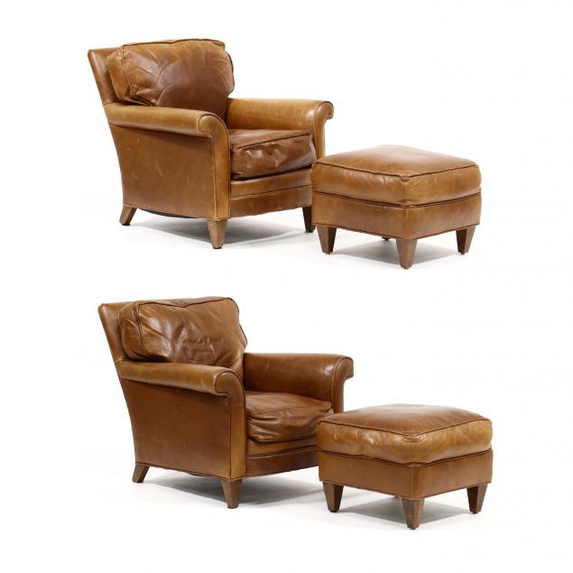 PAIR OF CONTEMPORARY LEATHER CLUB CHAIRS
