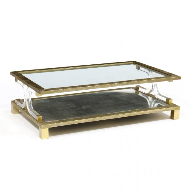 LARGE MODERN BRASS AND LUCITE COFFEE 2c540d