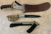 (3) KNIVES Trench Knife, Cattaraugus