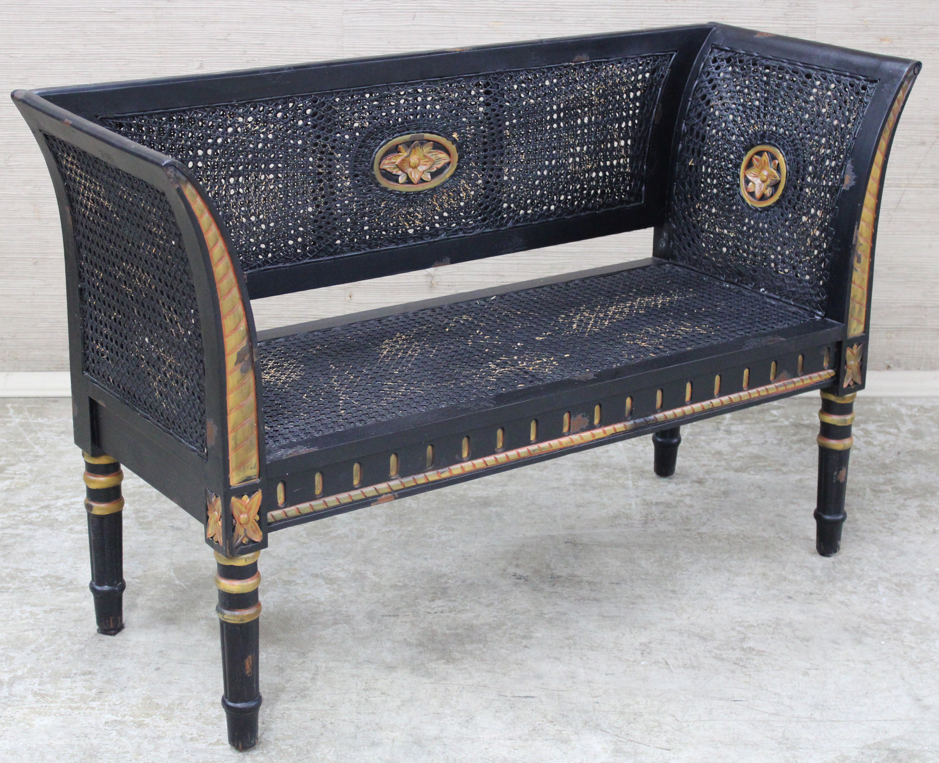LOUIS XVI STYLE CANED SETTEE Painted 2c892a