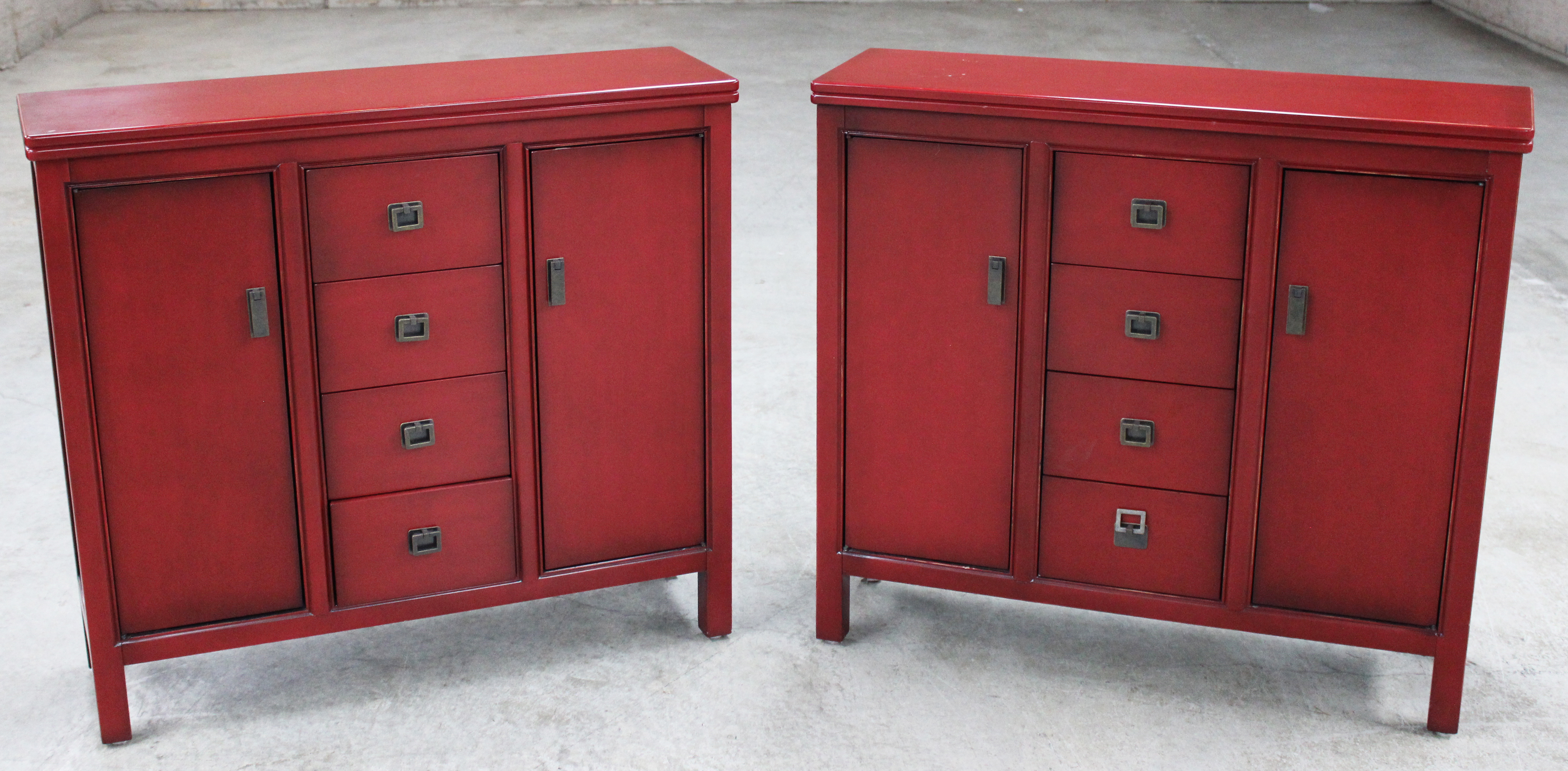 PAIR OF MODERN RED LACQUER BUFFET 2c8c14