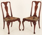 PR. OF ENGLISH MAHOGANY QUEEN ANNE CHAIRS