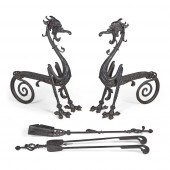 PAIR OF ENGLISH GOTHIC REVIVAL WROUGHT