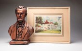 BUST OF LINCOLN AND PRINT OF MT. VERNON.