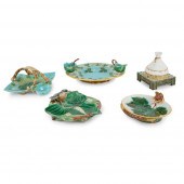 GROUP OF FIVE VICTORIAN MAJOLICA SERVING