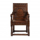 CHARLES II OAK AND MARQUETRY ARMCHAIR 17TH 2ccc8d