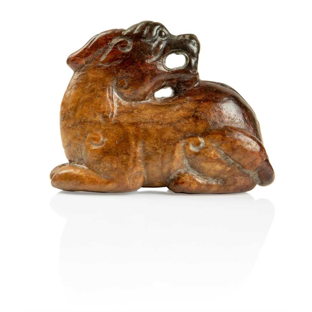 RUSSET JADE CARVING OF A MYTHICAL 2cce46